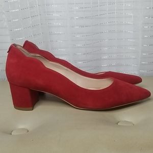 Kate Spade Mindy Red Suede Block Heels 6.5